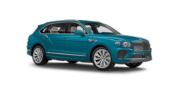 Bentley Xian Bentley Bentayga EWB Azure front side angled view in Topaz blue coloured exterior. 